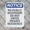 Signmission No Public Restroom Do Not Enter OSHA Notice Sign, Plastic, 7in W x 10in L, 2PK OS-2PACK-NS-P-710-V-14765 - alternate 2